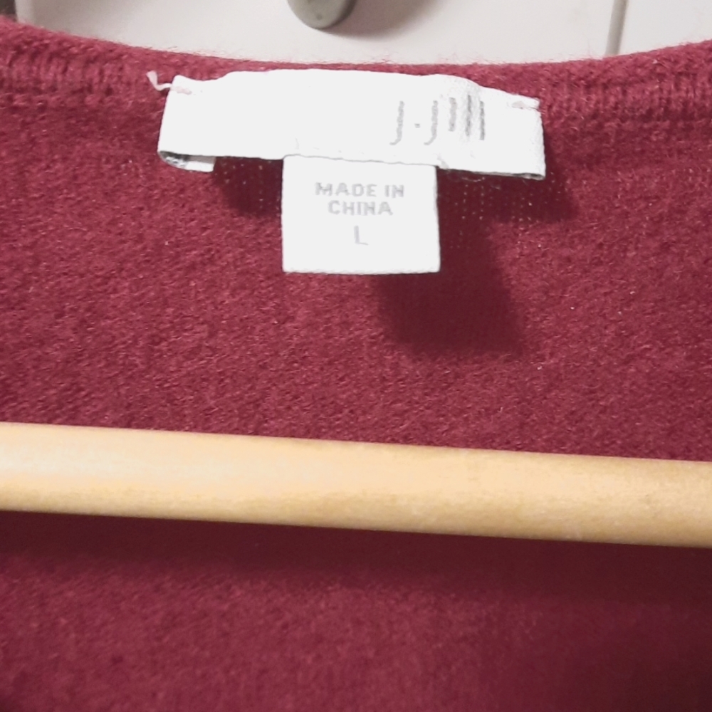 Womens J. Jill maroon cashmere v neck sweater